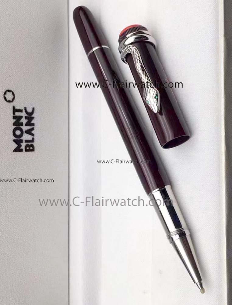 New Rouge et Noir Mont blanc Rollerball Pen Brown Silver Clip New Rouge et Noir Mont blanc Rollerball Pen Brown Silver Clip